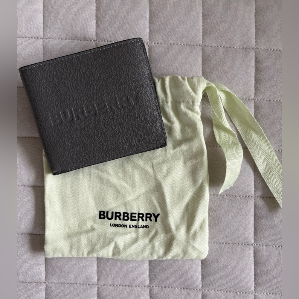 Burberry Gray Leather Bifold Wallet